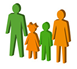 family living represented by image of parents and children