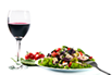 food & drink recipes & tips represented by image of food and wine