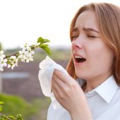 allergies, woman suffering from