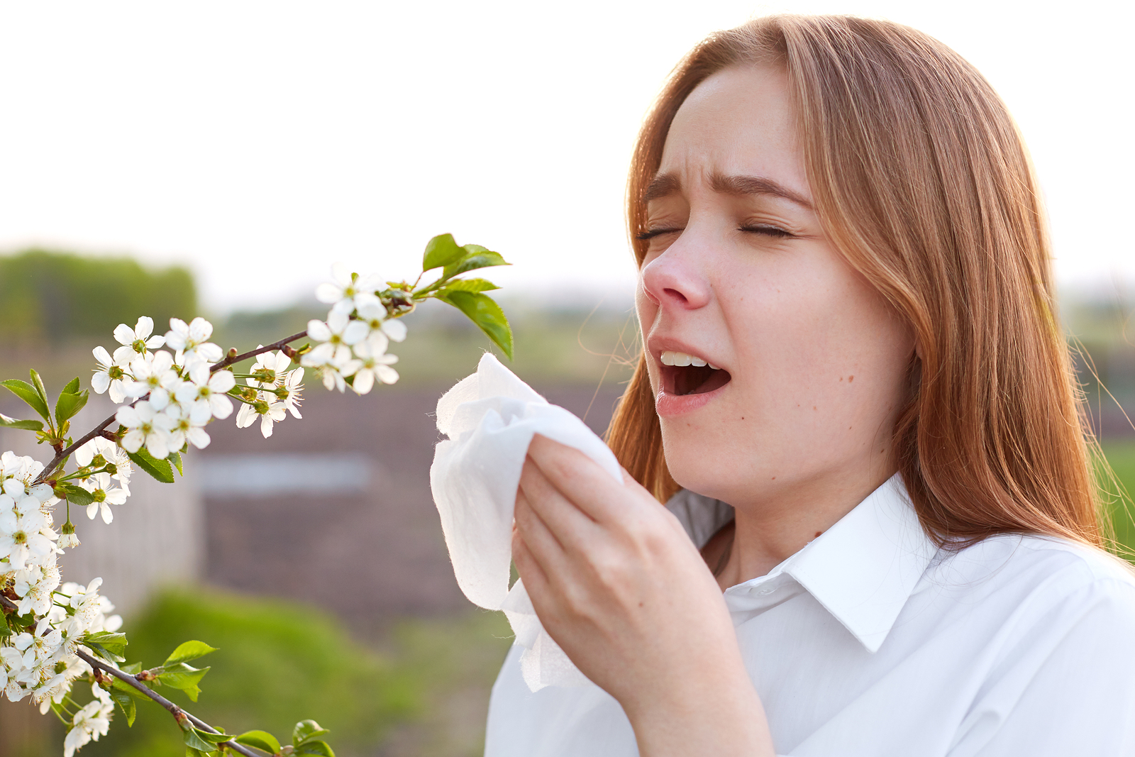 allergies, woman suffering from