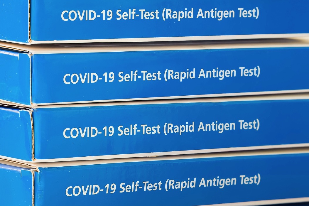 Photo, boxes of Covid at home tests